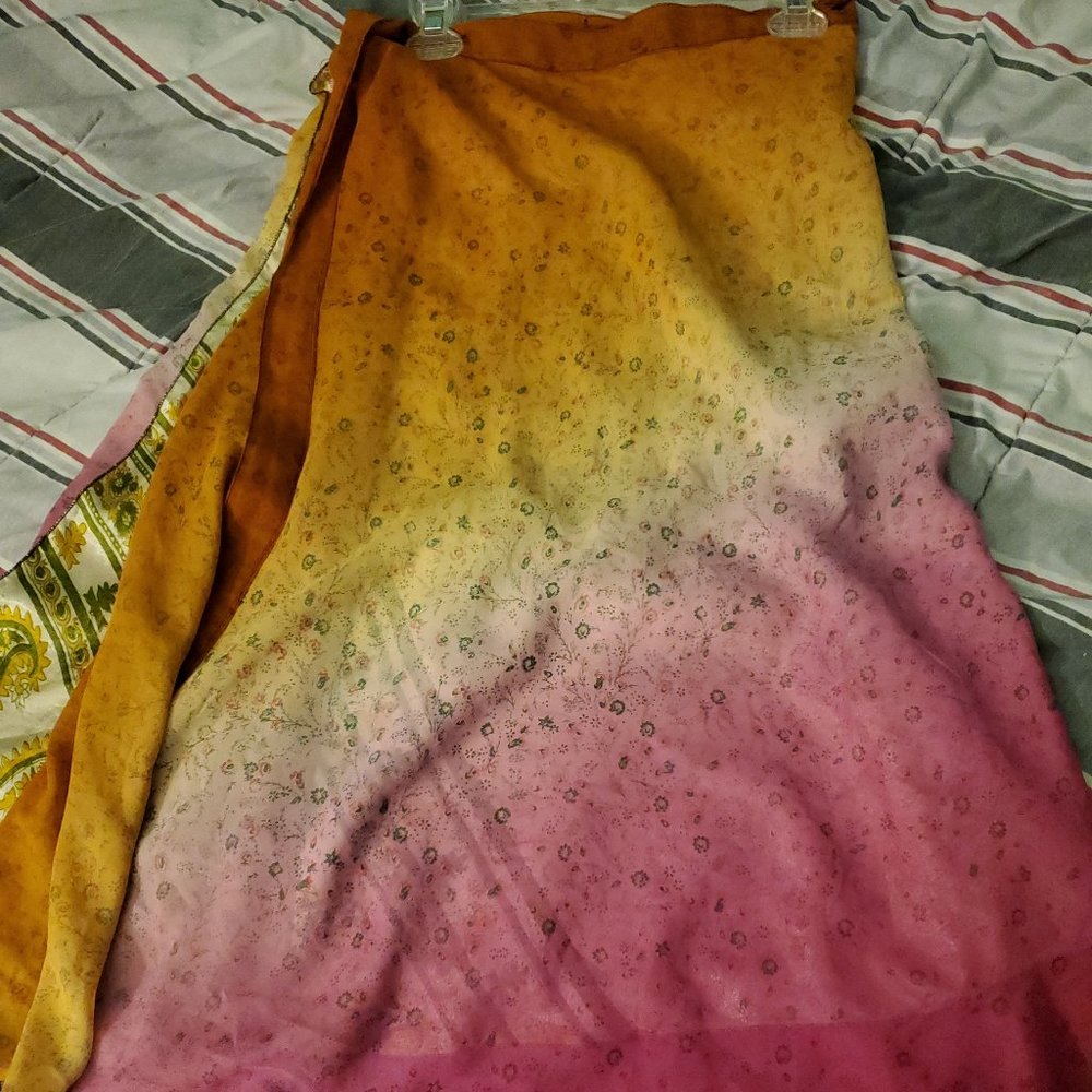 Silk reversible wrap skirt